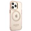 Guess Guhmp13Lhtcmp Iphone 13 Pro / 13 6,1 Różowy/Pink Twarde Etui Złota Obwódka Półprzezroczyste Magsafe