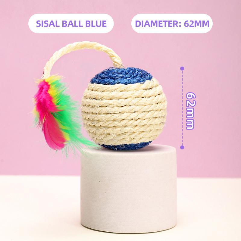 HOOPET Cat Sisal Rope Weave Ball Teaser Play Chewing Scratch Catch Toy Interactive Scratch Chew Toy For Pet Cat Dog Supplies