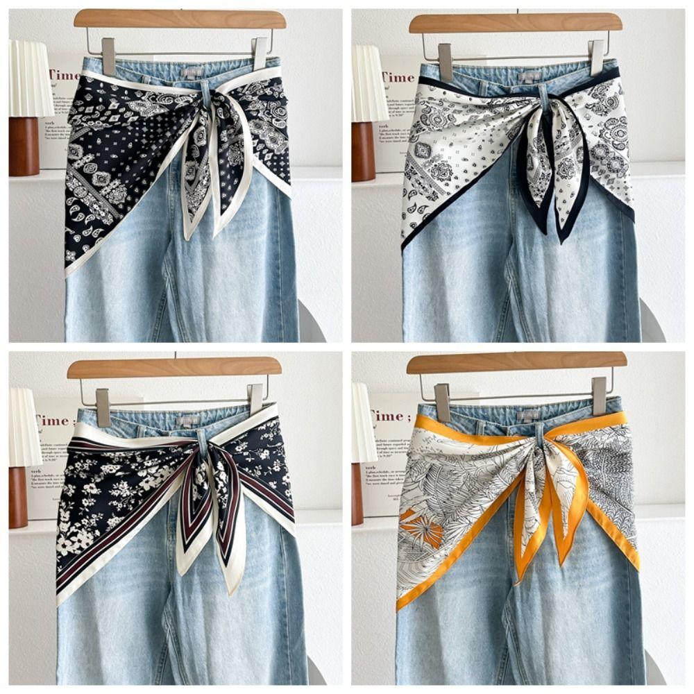 Satin Waist Triangle Scarf Belt Ethnic Style Shirt Extender Fashion Silk Scarf Women's Fashion