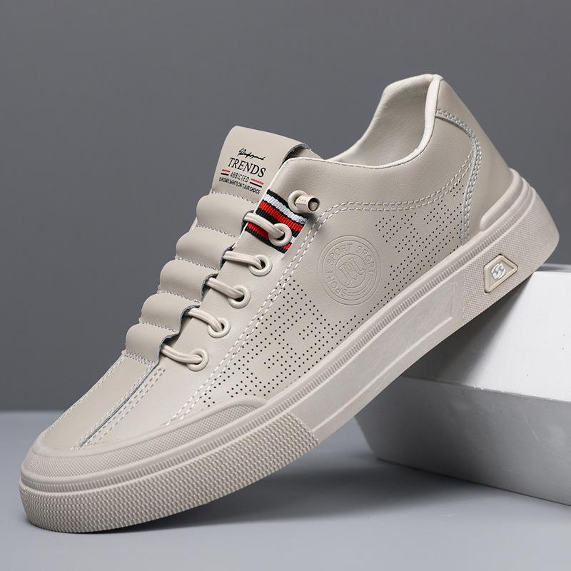 Spring and summer men's shoes versatile new handsome men's casual leather shoes trendy breathable sports board shoes men's white shoes men
