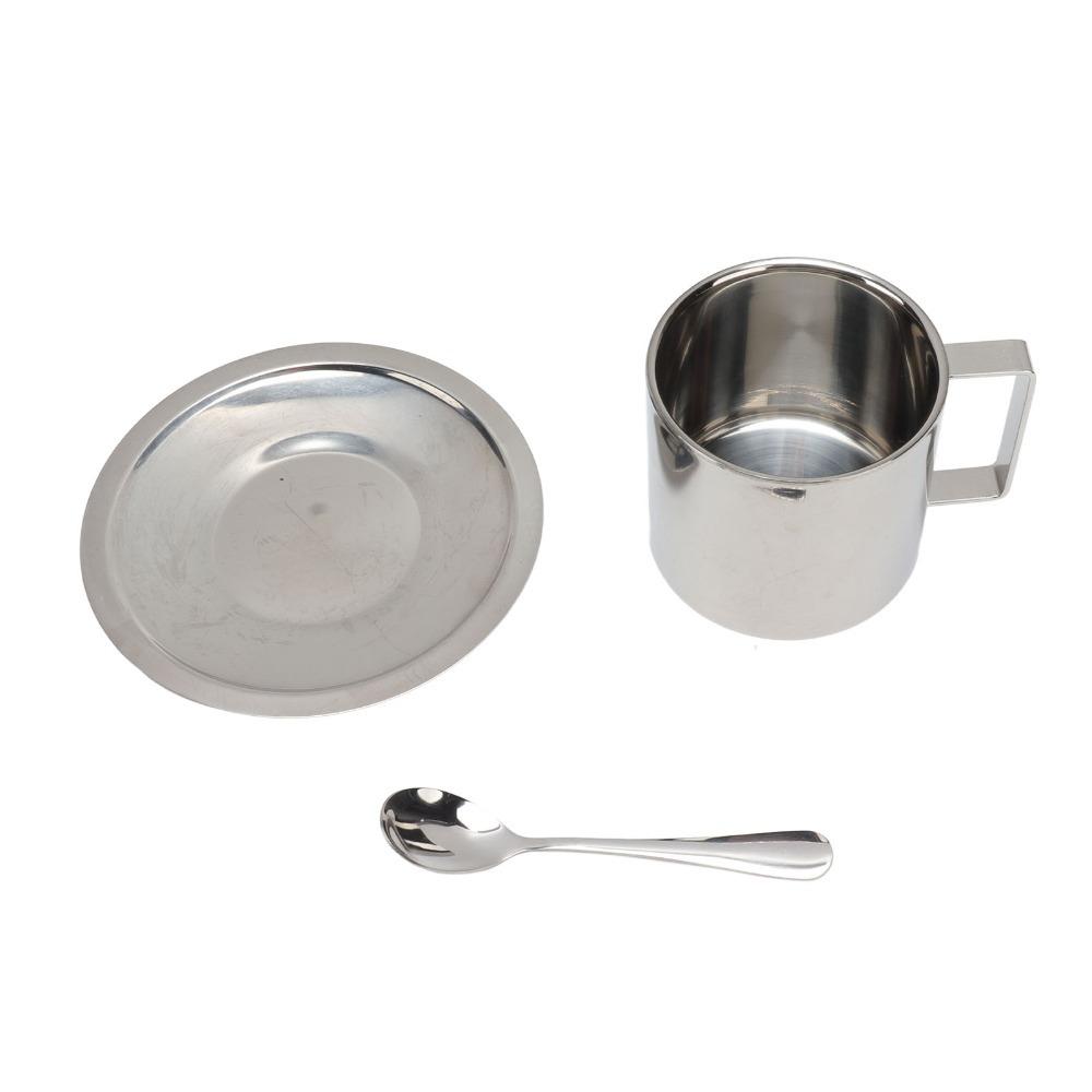 Rustproof Stainless Steel Coffee Cup Double Walled Latte Cappuccino Cup Double Walled Cup  Cafe