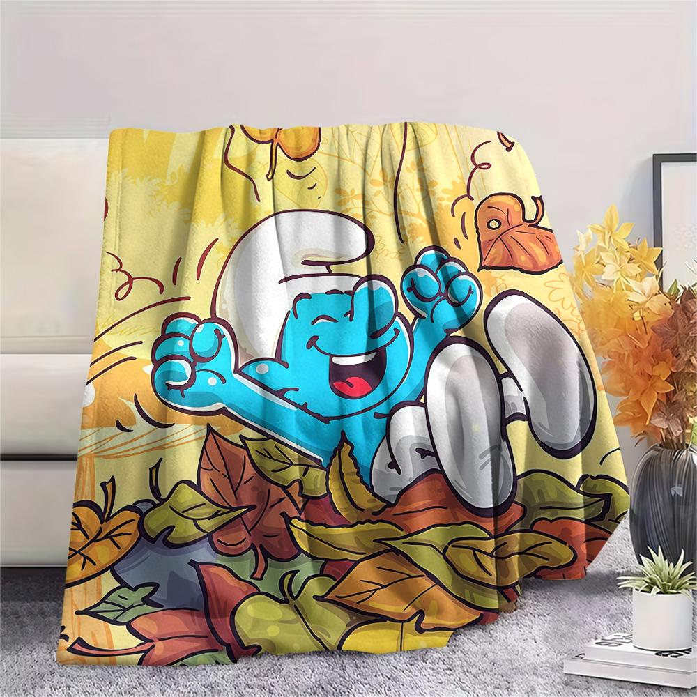 The Smurfs Flannel Blanket, High quality Comfortable for All Seasons, Home Decor, Warmth and Comfort