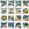 A New Type of Home Fabric Pillow and Cushion Cover with Green and Gold Ginkgo Leaf Print