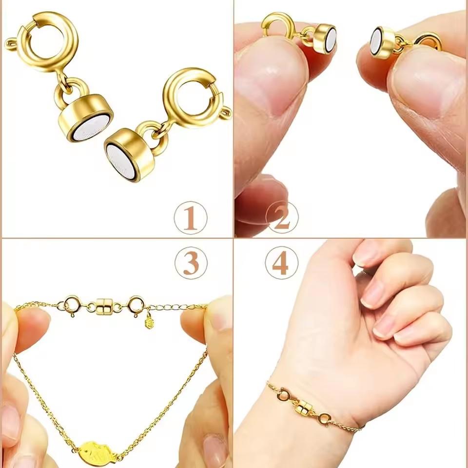 Двойные магнитные застежки для ожерелий, золотистые и серебристые, застежки-конвертеры для ювелирных изделий, удлинители для ожерелий, фурнитура для изготовления ювелирных изделий