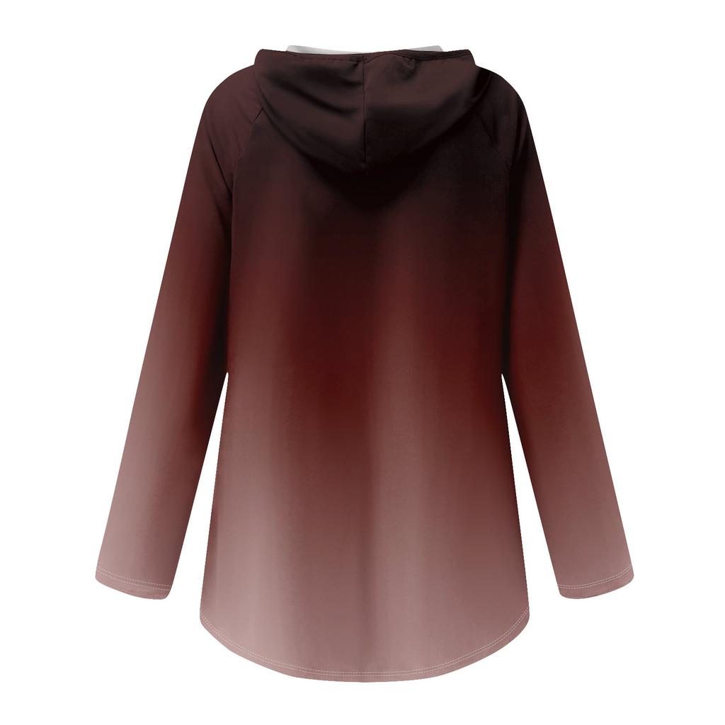 Women's V-neck Hooded Loose Long-sleeved Tops Casual Tops Home Leisure Pajamas Tops