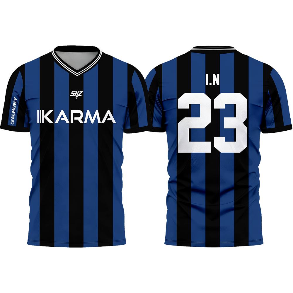 Karma SKZ Hyunjin 04 Soccer Jersey 3D Quick Dry T-Shirt For Men Women Sports Fan Tee Summer, outdoor sports, training clothes