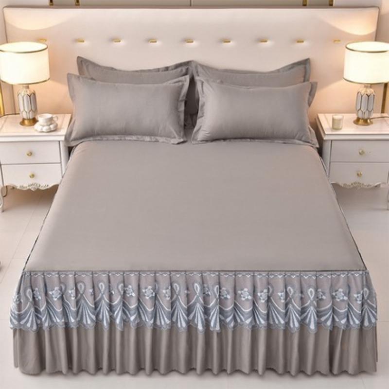 Lace Bed Skirt Bedspread Single Piece Ruffled Solid Color Bedspread Single Layer Brushed Princess Style Three-Piece Set