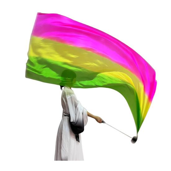 Пои для танца живота Вуаль из искусственного шелка Шар для пои Метательные шары Шарф Пои Лента Стример Разноцветная шелковистая лента