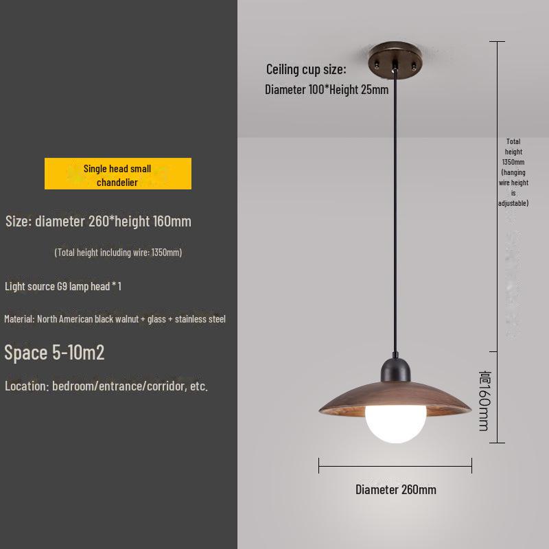 Creative Wabi-Sabi Chandelier: Retro Japanese Style with North American Black Walnut for Bedroom, Staircase, or Bar.