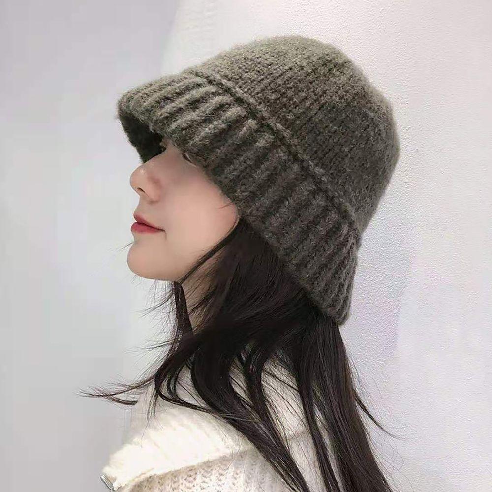 Dome Panama Cap Cotton Knitting Wool Cap Korean Style Cap Autumn Winter Hat Fisherman Bucket Hat