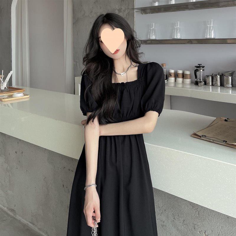 French Style Loose Fit Black Dress With Knit Fabric And Hood For Casual Women