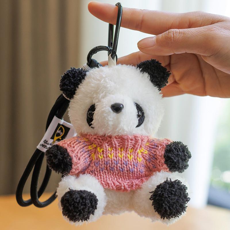 Colorful Panda Plush Keychain With Pp Cotton Filling For Girls And Kids