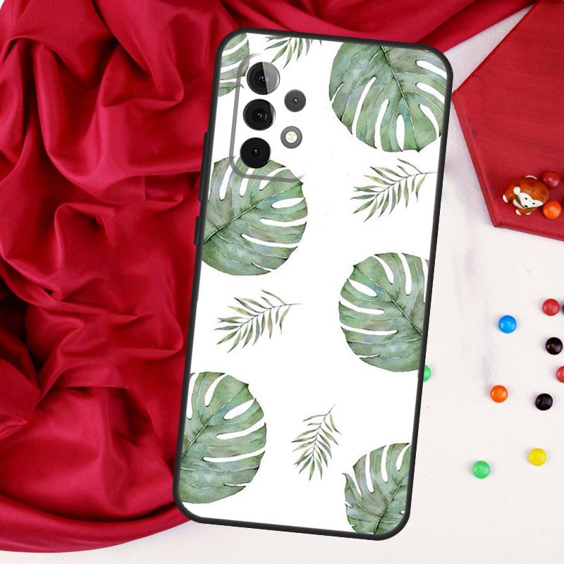 Листья Монстеры Цветы Пальмы Для Samsung Galaxy A55 A53 A33 A13 A35 A15 A36 A56 A26 A16 A22 A32 A52 A54 A34 A06 A05 Чехол