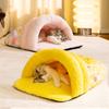 Yellow All-over Printed Playful Animal Slippers Nest Semi-enclosed Nest Cat Autumn and Winter Warm Pet Cat Nest Supplies