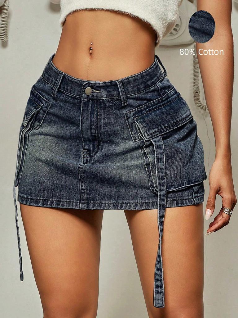 Rose Beauty A Женская однотонная летняя модная и сексуальная рабочая джинсовая юбка с карманами джинсовая мини-юбка
