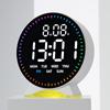 LED Digital Alarm Clock Week Date Second Hand Display Brightness Adjustable 2 Alarms Table Ambient Light 12/24H Electronic Clock