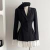 Женский формальный пиджак с воротником с лацканами, осень-зима, офисный женский корейский лоскутный контрастный цвет, верхняя одежда, однобортный пиджак