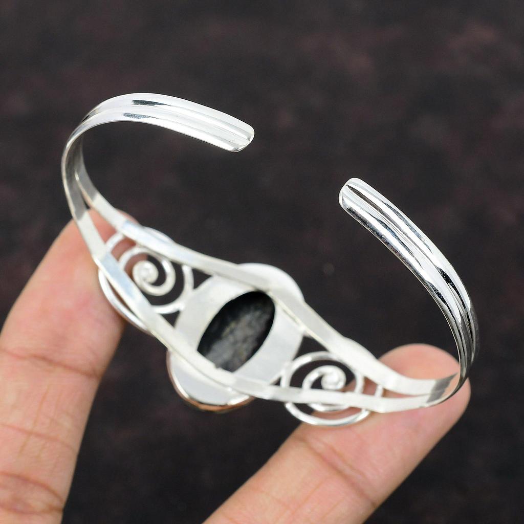 Picasso Jasper Cuff Bracelet Genuine Gemstone Bangle Adjustable Cuff Bracelet 925 Sterling Silver Bangle Wedding Gift Handmade Boho Jewelry