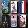 Франция Эйфелева башня Париж Мягкий чехол для телефона для iPhone 16 16E 17 Air 15 Pro Max 14 Plus 13 Mini 11 12 7 Черный чехол Задняя панель