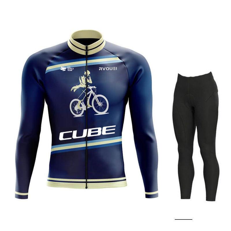 2026 Autumn Breathable Cycling Suit Set Rvouei Cube Team Long Sleeve Men MTB Bike Clothing Autumn Bicycle Clothes Maillot Ropa Ciclismo