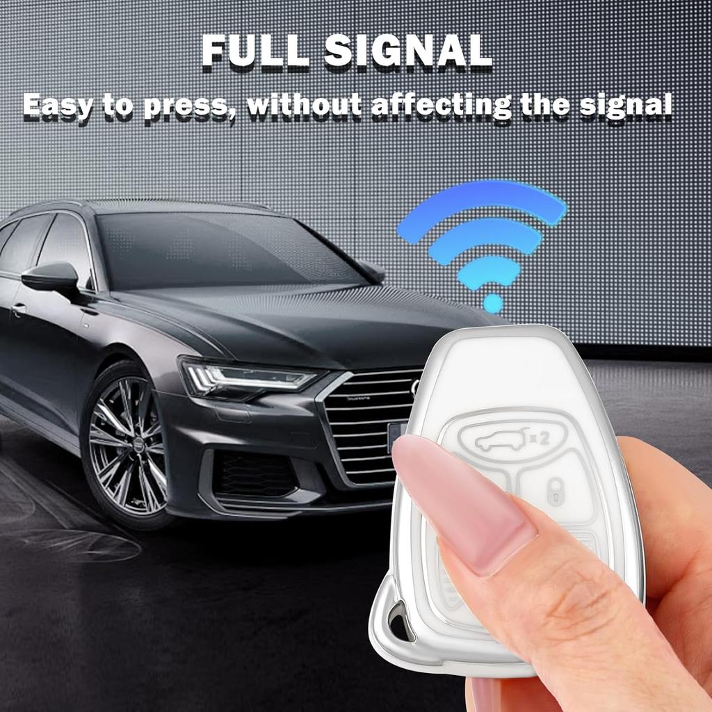 for Jeep Key Fob Cover with Leather Keychain, Soft TPU Key Case Protection Fit for Jeep Wrangler Compass Dodge Ram Durango Caliber Dakota Nitro