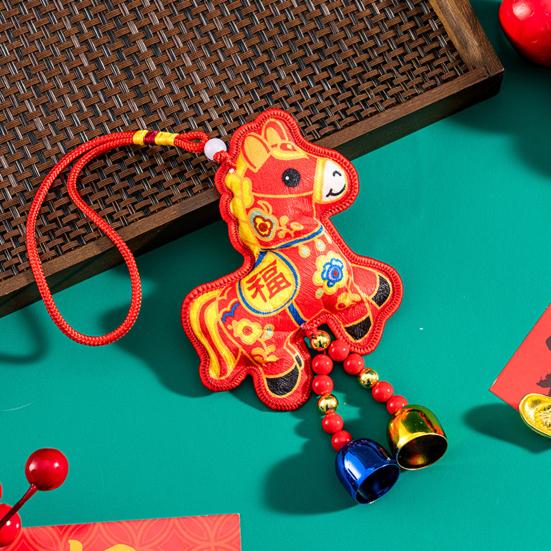2026 Chinese New Year Horse Lucky Hanging Pendant Zodiac Animal Feng Shui Charm with Tassel/Bell for Spring Festival Wedding Party Car Tree Decor