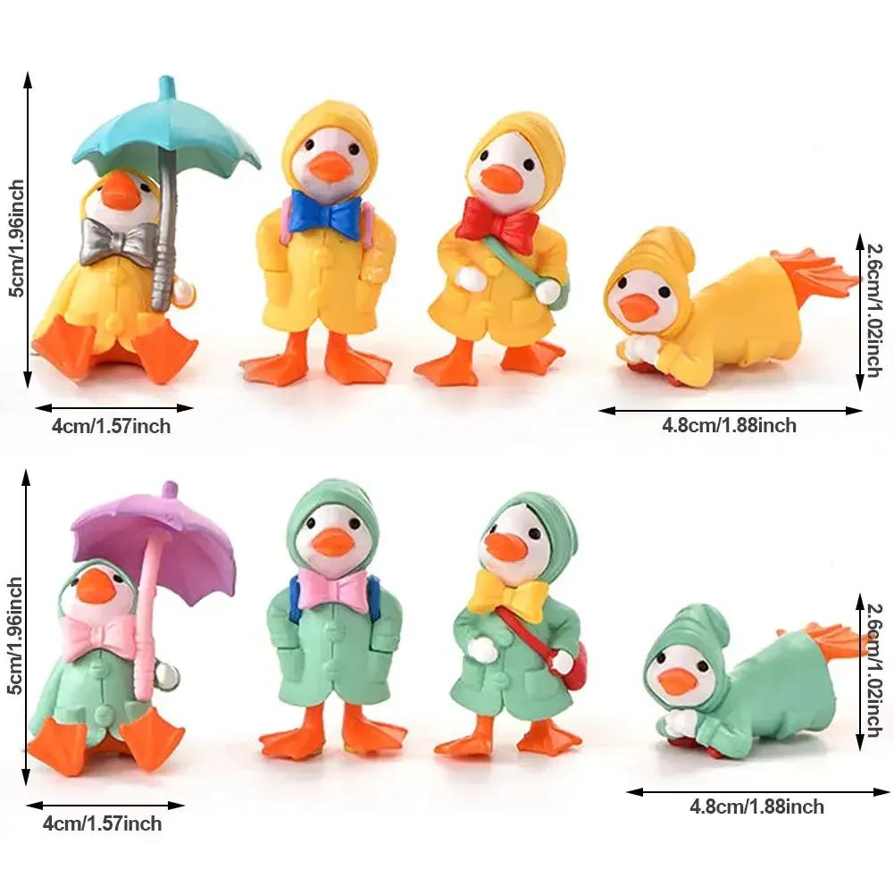 4 шт./набор зонтик-плащ, милая мультяшная утка, миниатюрная фигурка, украшения, желтые утята, фигурка для миниатюрного садового декора