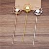 5pcs Retro Hair Fork 35mm Flower Hair Sticks Hair Pin Hairpins Headwear 12mm Cabochon Base Jewelry Findings DIY Hair Accessories