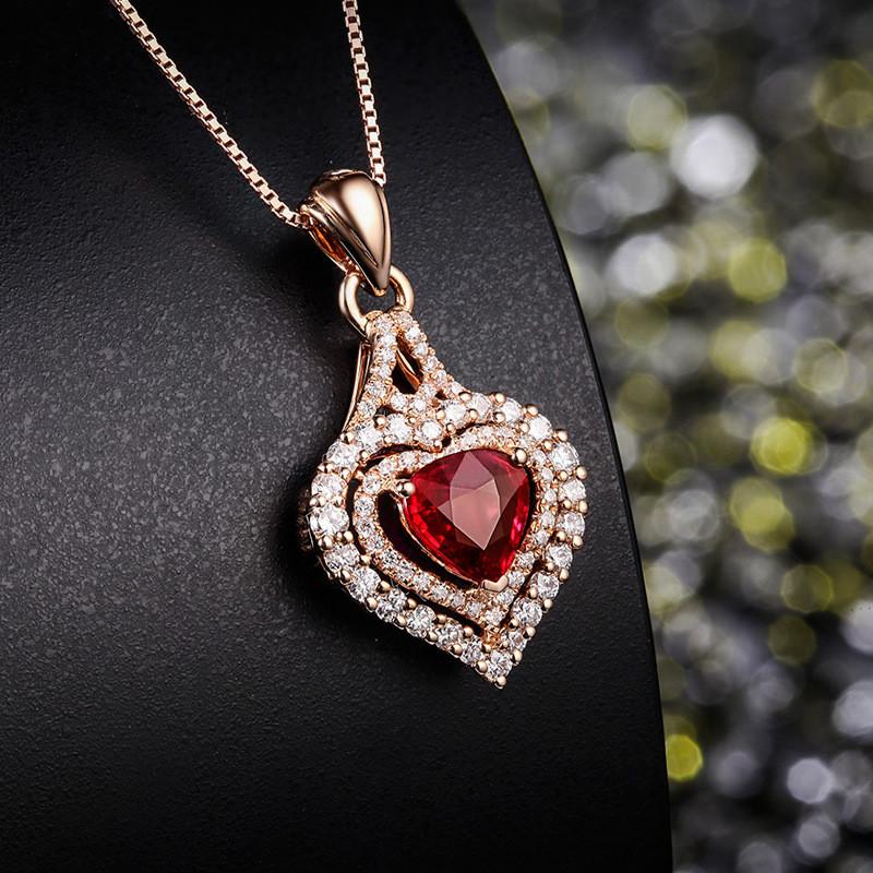 Trendy Zircon Blue Heart Pendant Necklace Girls Choker Accessories Charm Silver 925 Women Box Chain Rose Gold Necklace Female