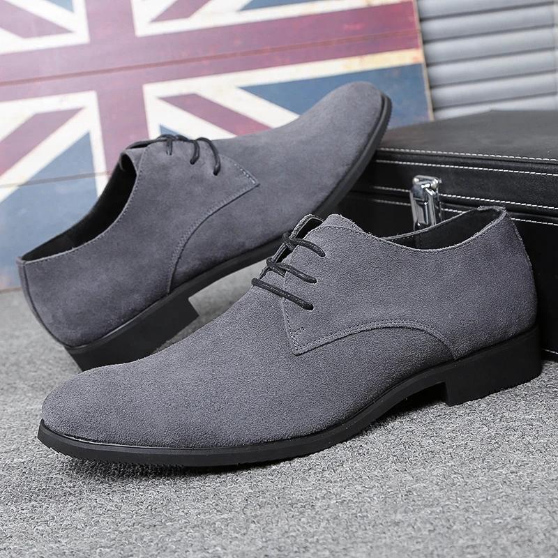 High Quality Men Derby Suede Genuine Leather Dress Shoes Casual Sneakers Luxury Brand Loafers Men Classic Flats Oxfords Shoes
