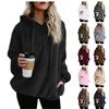 Women's Fashion Solid Colour Hooded Long Sleeve Zip Plush Sweatshirt Top