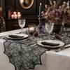 Decorative Table Accessories Spider Web Runner, Black Lace Gothic Tablecloth Cobweb Runner for Halloween Dining Decoration