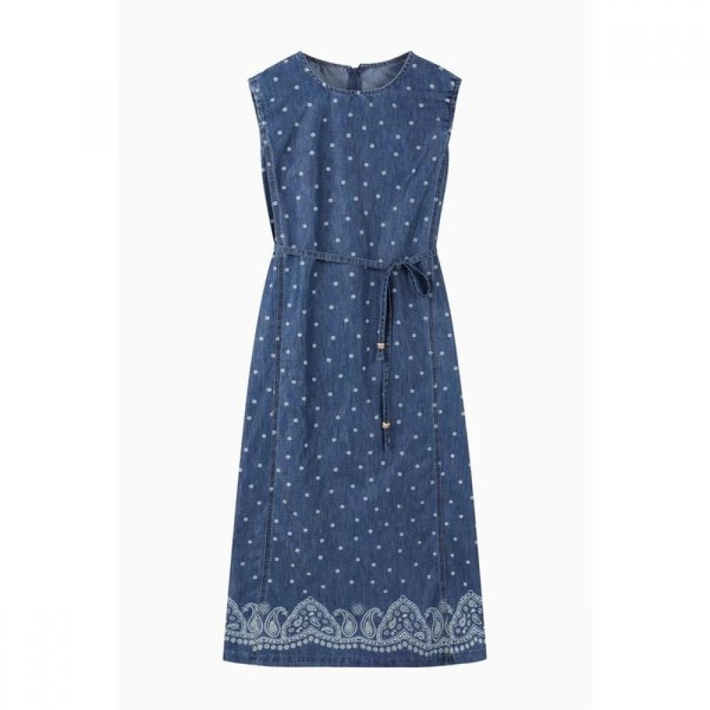 Benetton Paisley Denim Sleeveless Dress Baop70631