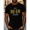 Футболка с принтом Beer Time из хлопка, футболки для мужчин, повседневная футболка с коротким рукавом на лето, удобная и прочная, простая в уходе футболка с круглым вырезом