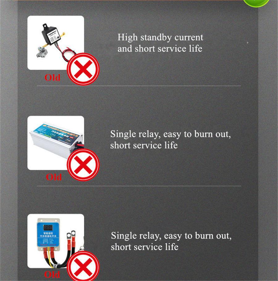 12V Wireless Remote Cut Off Car Battery Disconnect  Isolator Master Switch 1800A