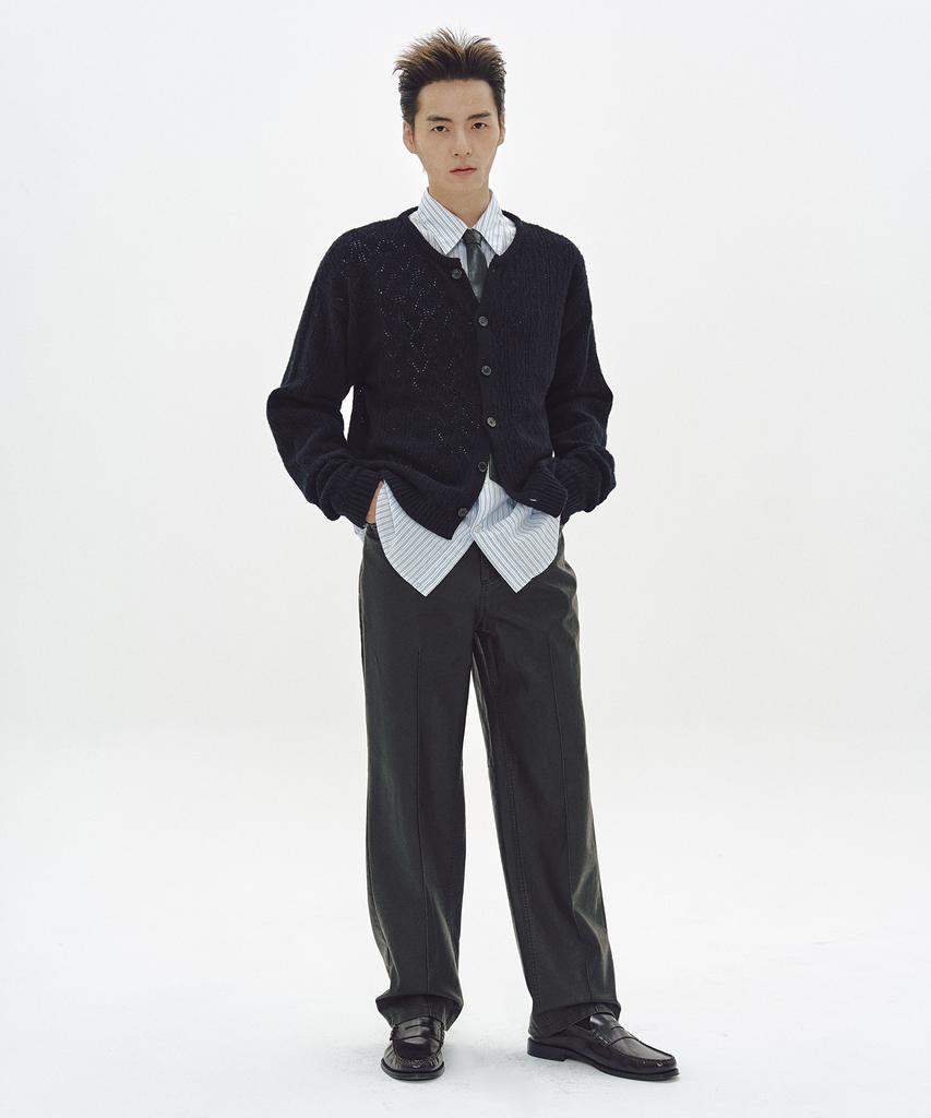 MMIC Cashmere Crochet Cardigan (Black)