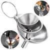 1 Set Hangable Design Stainless Steel Funnel Multipurpose Liquid Funnel with Cleaning Brush for Home Kitchen