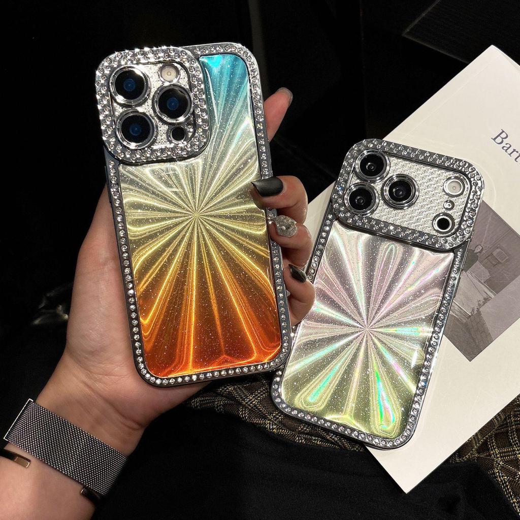 Электроplated Алмазный Градиентный Чехол Aurora для iPhone 14/15/16/17 Pro Max