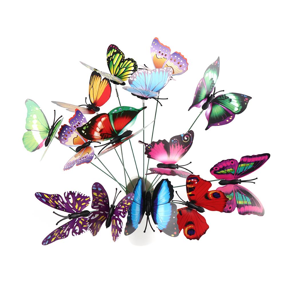 Lawn Decor Yard Artificial Butterfly with Rods Simulation Color Fake Butterflies Garden Decoration