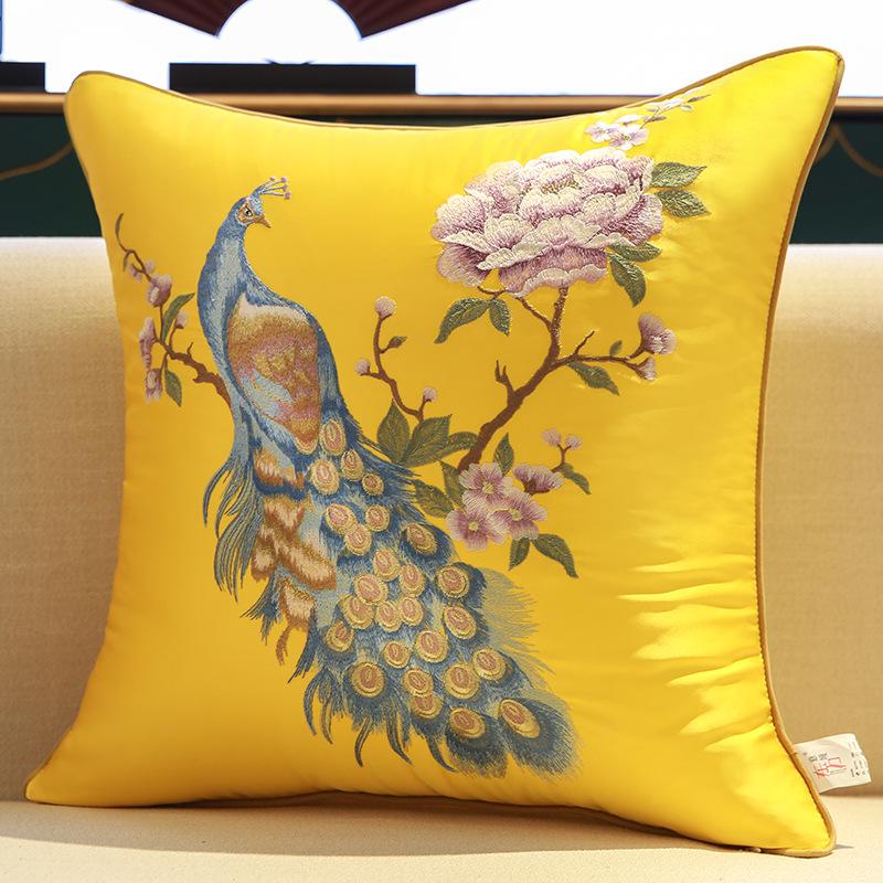 Elegant Chinese Embroidery Sofa & Bedside Pillow Cover