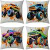 Декор для дома Подушки с принтом разноцветных монстр-траков Наволочка с узором Подходящая для дивана, спальни, автомобиля