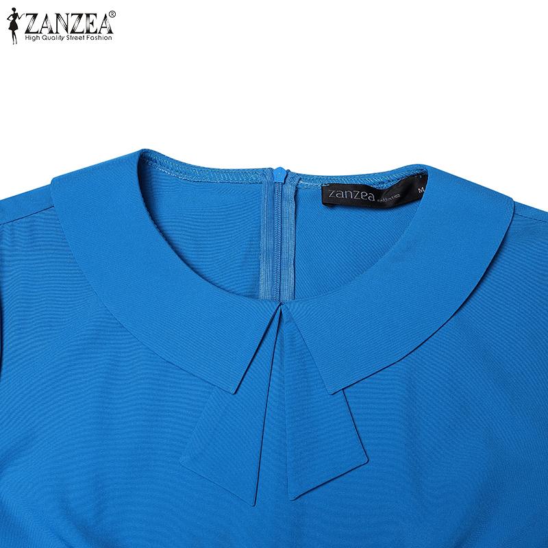 ZANZEA Женское летнее повседневное плиссированное платье с коротким рукавом