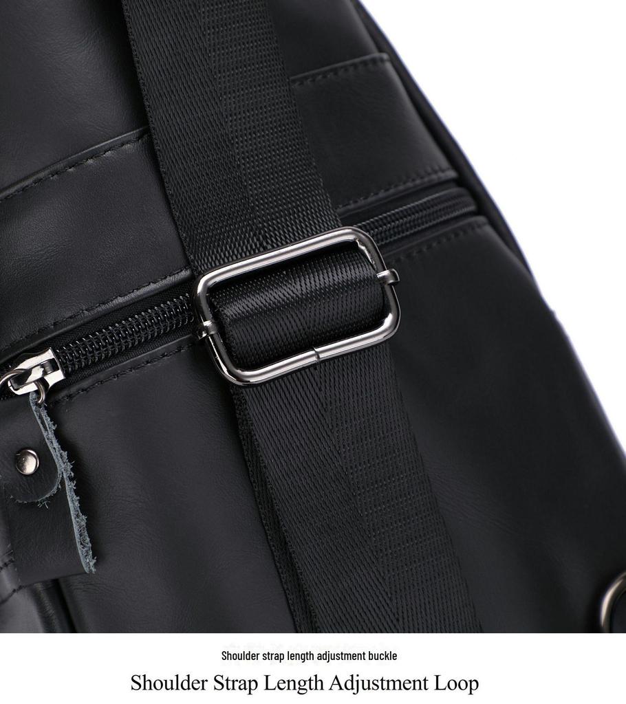 Genuine Leather Men's USB Charging Chest Bag - Business Casual Single Shoulder Messenger Bag