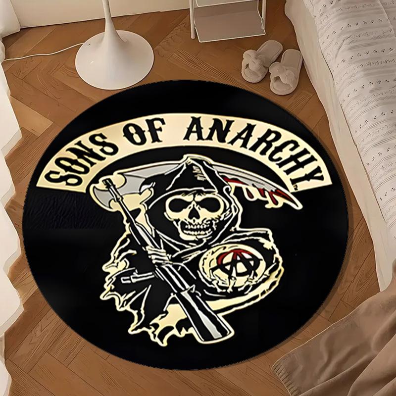 Anarchy Motorcycle Club Round Rug for Livingroom,Bedroom, Palyroom, Chair Rug, Area rug, Circle Carpet, Large Size Fan Christmas gift