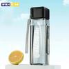 1pc 500ml Clear Square Drinking Glass In Matte Plastic Portable Water Bottle with Milk Cable for Outdoor Sports Sports Gym