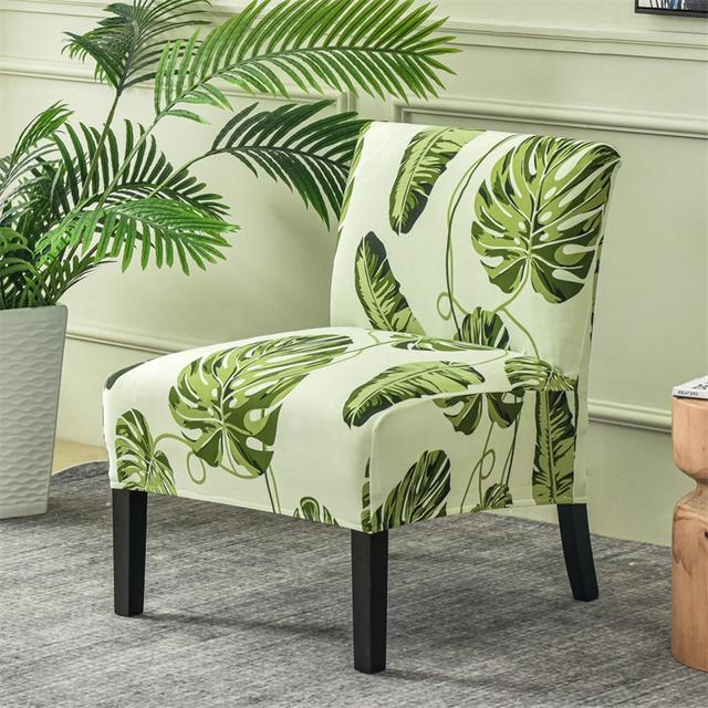 Christmas Print Accent Armless Chair Cover Single Sofa Stool Slipcover Nordic Stretch Chair Covers Elastic Couch Protector Cover