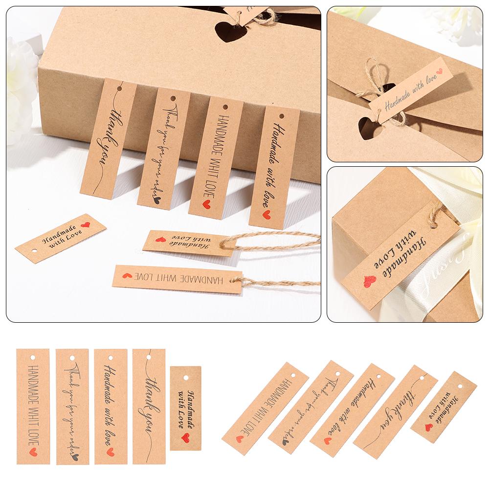 Ornament Enclose 10M Strings Kraft Paper “Merci” Labels Thank You Hanging Tags Handmade With Love
