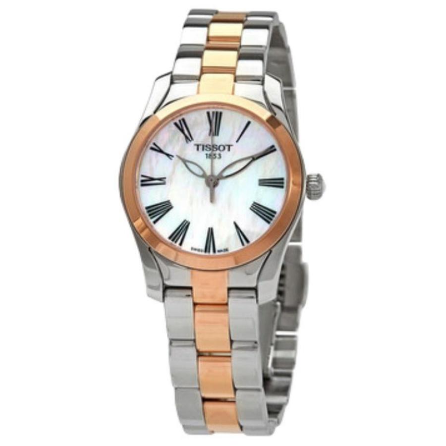 TISSOT Wave Series Quartz Movement 30 Meters Waterproof Women's Watch PVD Coated Case Gold-plated Stainless Steel PVD Coated Strap T112.210.22.113.00