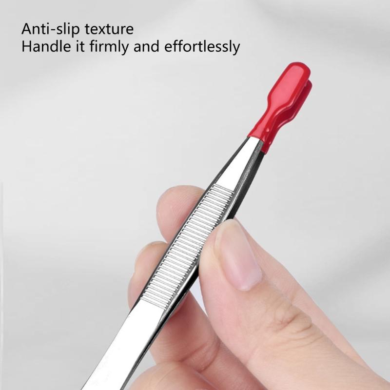 Набор пинцетов с резиновыми наконечниками, 3 шт., с пинцетами с плоским, изогнутым и острым кончиками, покрытыми силиконом, для рукоделия, ювелирных изделий, аппликаторов для ресниц