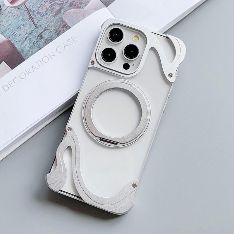 Роскошный безрамный чехол из алюминиевого сплава для iPhone 16 Pro 15 Pro Max для Magsafe, ударопрочный прозрачный чехол из ПК с жесткой магнитной задней крышкой